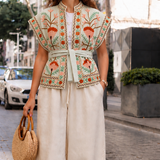 Velvet Sleeveless Jacket - Pista