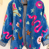 Velvet Embroidered Jacket – Royal Blue