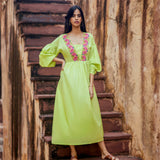 Parrot Green Midi Dress