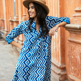 Indigo Chevron Dress