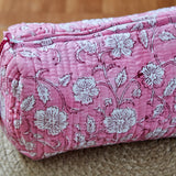 Pink floral - Travel & Makeup Pouch