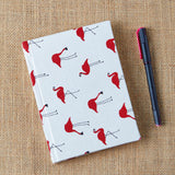 Flamingo delight - Hand-block printed pocket diary | handmade paper