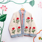 Red Marigold Block print Jacket