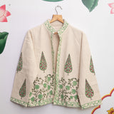 Green Leaf Block print Jacket