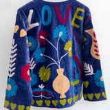 Velvet Embroidered Jacket – Love Botanica Blue