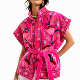 Velvet Embroidered Jacket – Pink