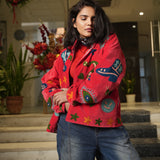 Velvet Embroidered Jacket – Red