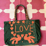 Green Velvet Tote Bag