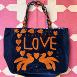 Midnight Blue Velvet Tote Bag