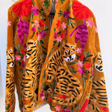 Velvet Embroidered Jacket – Mustard Tiger