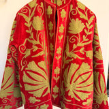Velvet Embroidered Jacket – Red