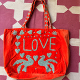 Orange Velvet Tote Bag