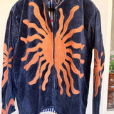 Velvet Embroidered Jacket – Navy Blue Sun