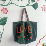 Green Velvet Tote Bag