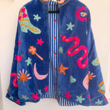 Velvet Embroidered Jacket – Royal Blue