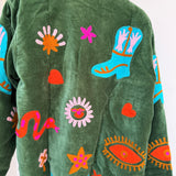 Velvet Embroidered Jacket – Olive Green