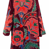 Velvet Embroidered Long Jacket – Red