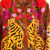 Velvet Embroidered Jacket –  Brown Tiger