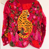 Velvet Embroidered Jacket –  Rose Wine Tiger