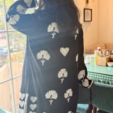 Velvet Embroidered Long Jacket – Black hearts