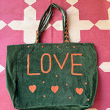 Green Velvet Tote Bag