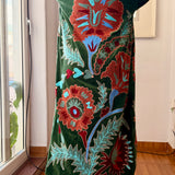 Velvet Embroidered Long Jacket – Green