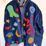 Velvet Embroidered Jacket –  Midnight Blue