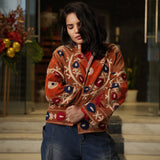 Velvet Embroidered Jacket – Mustard