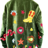 Velvet Embroidered Jacket – Green