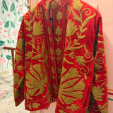 Velvet Embroidered Jacket – Red