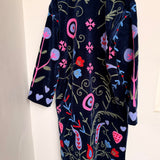 Velvet Embroidered Long Jacket – Blue