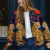 Velvet Embroidered Jacket – Blue Tiger