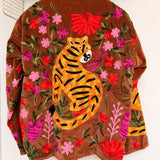 Velvet Embroidered Jacket –  Brown Tiger