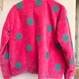 Velvet Embroidered Jacket – Blue Polka