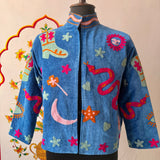 Velvet Embroidered Jacket – Royal Blue