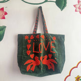 Green Velvet Tote Bag