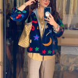 Velvet Embroidered Jacket –  Midnight Blue