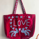Deep Red Velvet Tote Bag