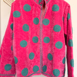 Velvet Embroidered Jacket – Blue Polka