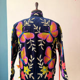 Midnight Blue Butterfly Embroidered Velvet Jacket