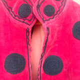 Charcoal Pink Magenta Polka Dot Velvet Jacket