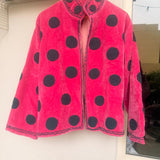 Charcoal Pink Magenta Polka Dot Velvet Jacket