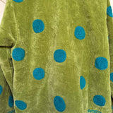 Teal Dot Olive Green Velvet Jacket