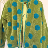 Teal Dot Olive Green Velvet Jacket