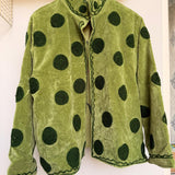 Forest Green Polka Magenta Velvet Jacket