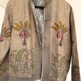 Grey Palm Block print Jacket