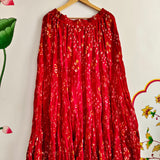 Red Hand Bandhej Skirt