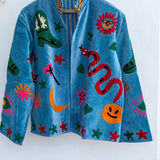 Velvet Embroidered Jacket – Blue Shoe