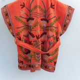 Velvet Embroidered Jacket – Coral Sleeveless