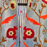 Velvet Embroidered Jacket – Denim Blue Floral